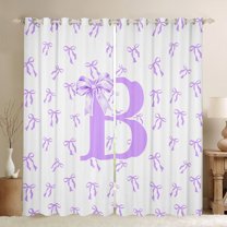 Castle Fairy Personalized Initial Blackout Curtains Set of 2 (52x84 Each) for Kids,Bow Alphabet Window Curtains,Dreamy Princess Curtains and Drapes,Lightweight Room Decor