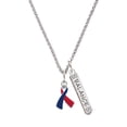 thumbnail image 1 of Delight Jewelry Silvertone Red & Blue Awareness Ribbon Silvertone Balance Bar Charm Necklace, 23", 1 of 4