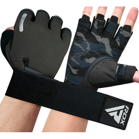 RDX Weight Lifting Gloves Fitness Bodybuilding Training Cycling Gym Equipment Blue Small