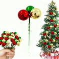 thumbnail image 2 of Christmas Ball Tree Picks 7.87 Inch Red Green Gold Christmas Ornaments Picks Xmas Tree Toppers Decorations for Xmas Floral Vase Fillers Wreath Stairs Garland Decoration Supplies, 2 of 6