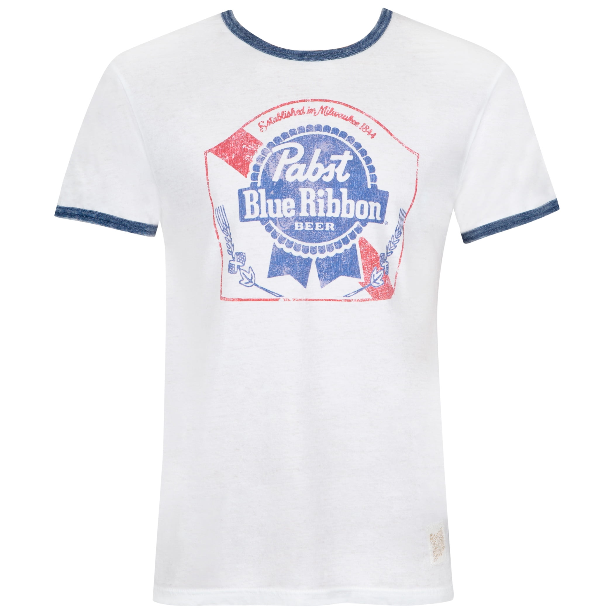 Pabst Blue Ribbon - Pabst Blue Ribbon Men's White Navy Ringer T-Shirt ...