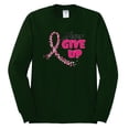 thumbnail image 2 of Wild Bobby, Never Give Up Fight Cancer, Breast Cancer Awareness, Men Long Sleeve Shirt, Forest Green, Large, 2 of 4