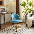 thumbnail image 6 of Ktaxon Office Desk Chair Adjustable Flannel Computer Task Chair Small Rolling Vanity Stool with Wheels for Study Make-up Dressing Blue, 6 of 8