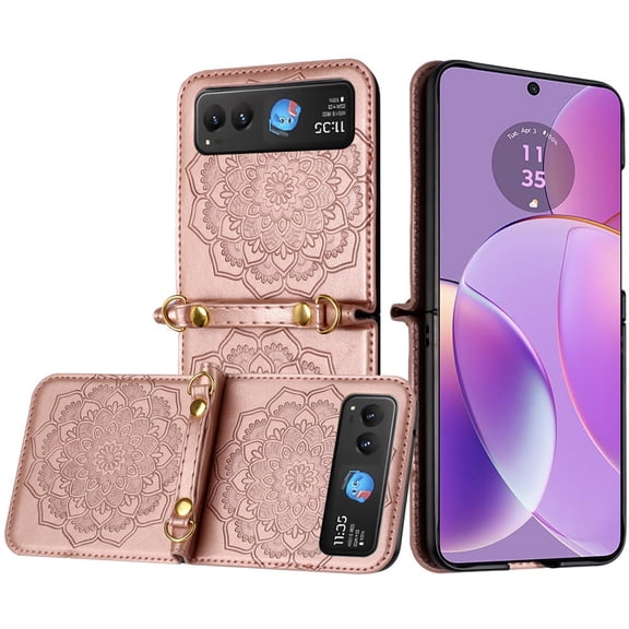 Stylish Floral Case for Motorola Razr 2024/2025 - Rose Gold