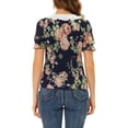 thumbnail image 3 of Allegra K Women's Ruffle Round Neck Floral  Embroidered Button-Down Shirt Top, 3 of 5