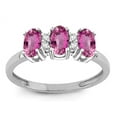 thumbnail image 2 of Star K� Simulated Pink Tourmaline 3 Three Oval Stones Promise Ring Wedding Band, 2 of 9