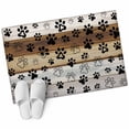 thumbnail image 2 of Area Rug 2 x 3 Ft, Cute Dog Claws Indoor Accent Bathroom Rugs for Kitchen/Laundry Room, Farmhouse Brown Grey Wooden Puppy Pawprints Washable Non-Slip Runner Floor Mat for Entryway, Living Room, 2 of 7