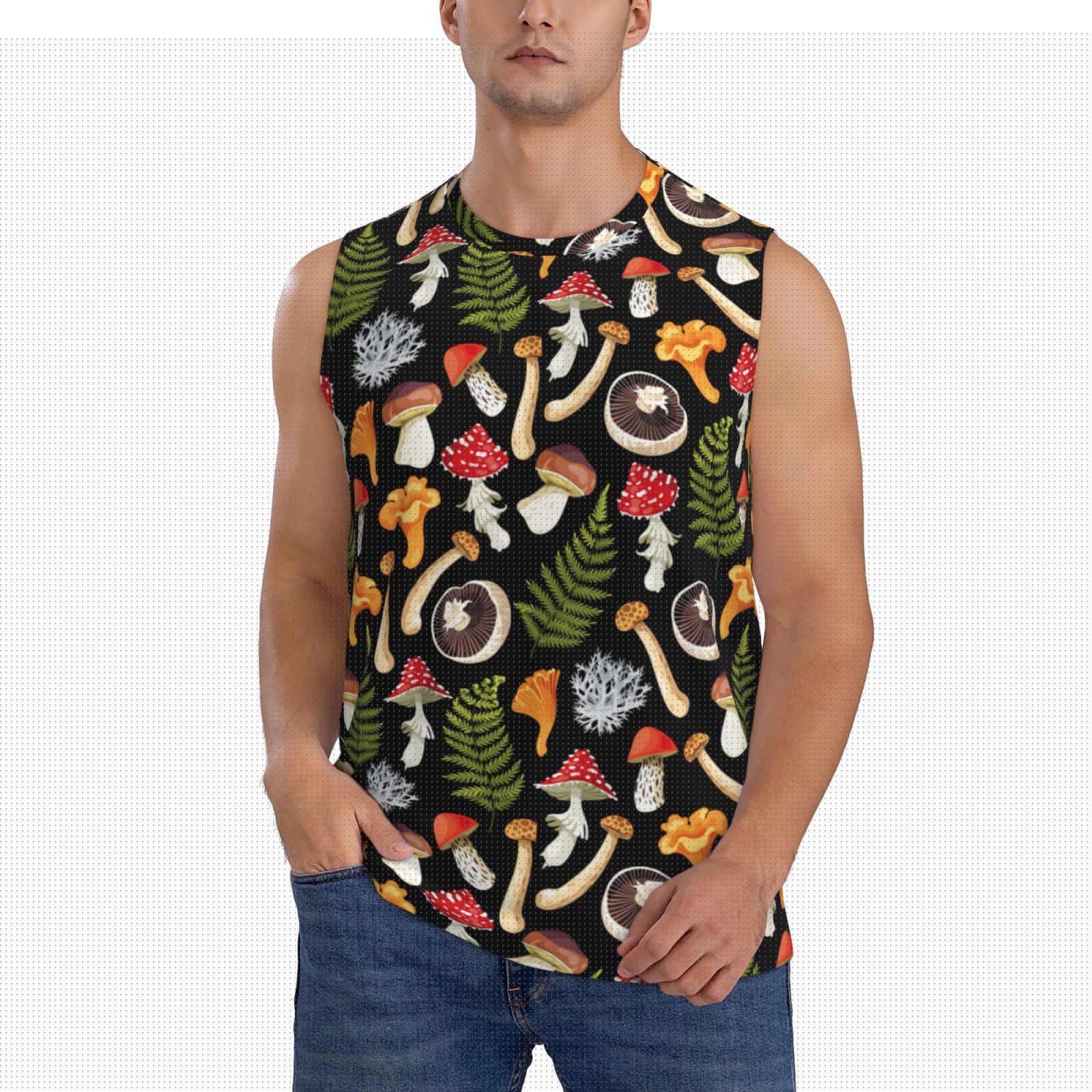thumbnail image 1 of Balery Mushrooms Camisetas sin mangas para hombre, absorbe la humedad y protege contra el mal olor.-Medium, 1 of 7