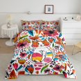 thumbnail image 2 of Manfei Kawaii Hippie Cat Queen Comforter Set for Kid, Bohemian Flower Floral Bedding Sets, Kawaii Cartoon Kitten Animal Reversible Bedding Comforter Set, Lightweight Room Decor, 3-Piece, 2 of 8