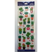 Sticko Solid Multicolor Cutesy Succulents Paper Stickers, 31 Piece