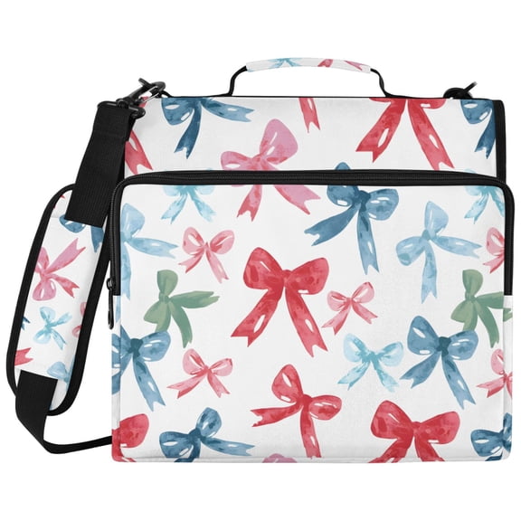 ALAZA Zipper Binder Watercolor Bows Pattern 2 inch 3 Ring 500 Sheet Capacity Trapper Keeper File Folder Organizer Bag