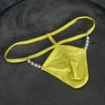 thumbnail image 6 of khonts Men's Pearls Strappy G-String Thong Cut out Panties T-Back Thongs Jockstrap Underwear Yellow M, 6 of 6