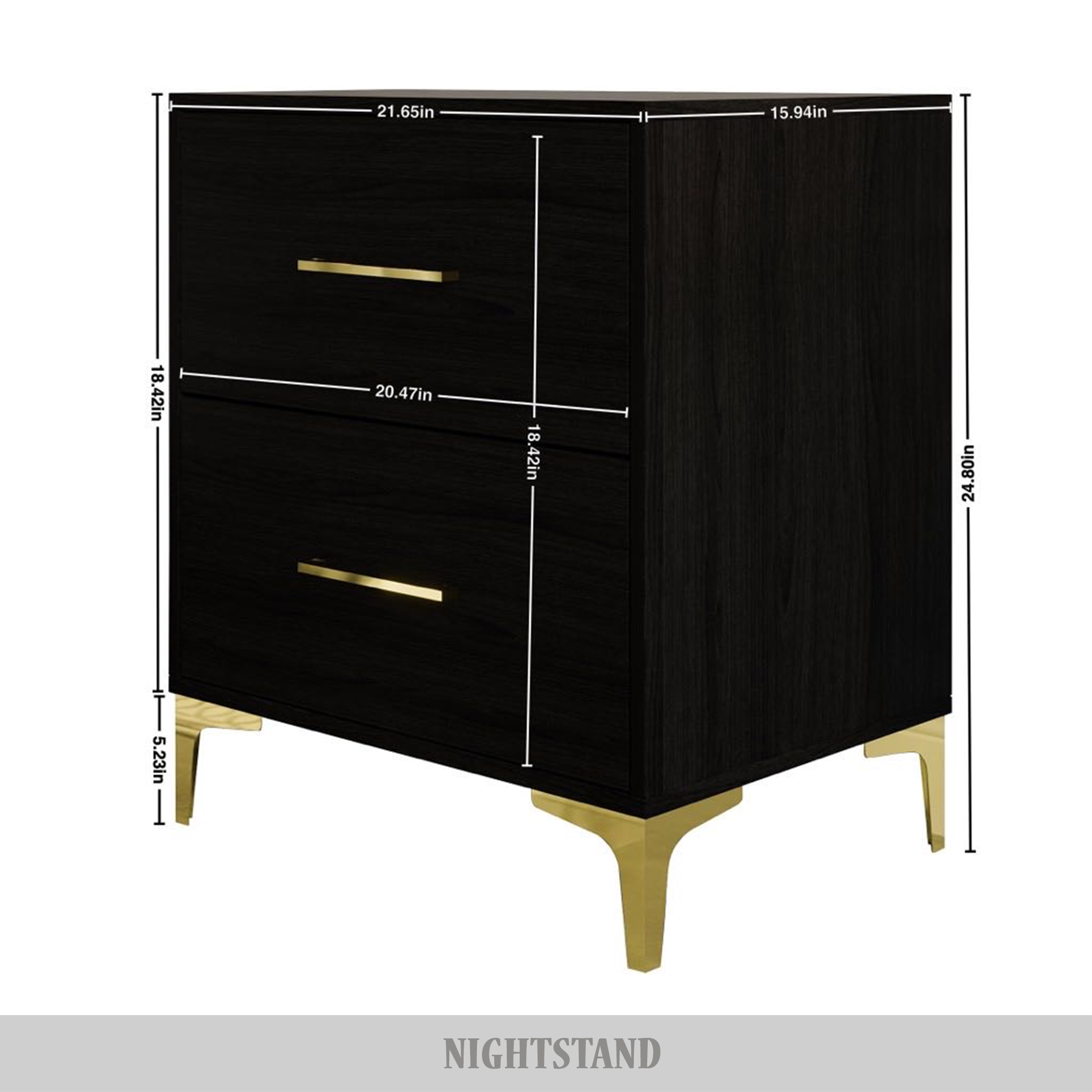 Castle Place Modern Glamour 2 Drawers Nightstand, White