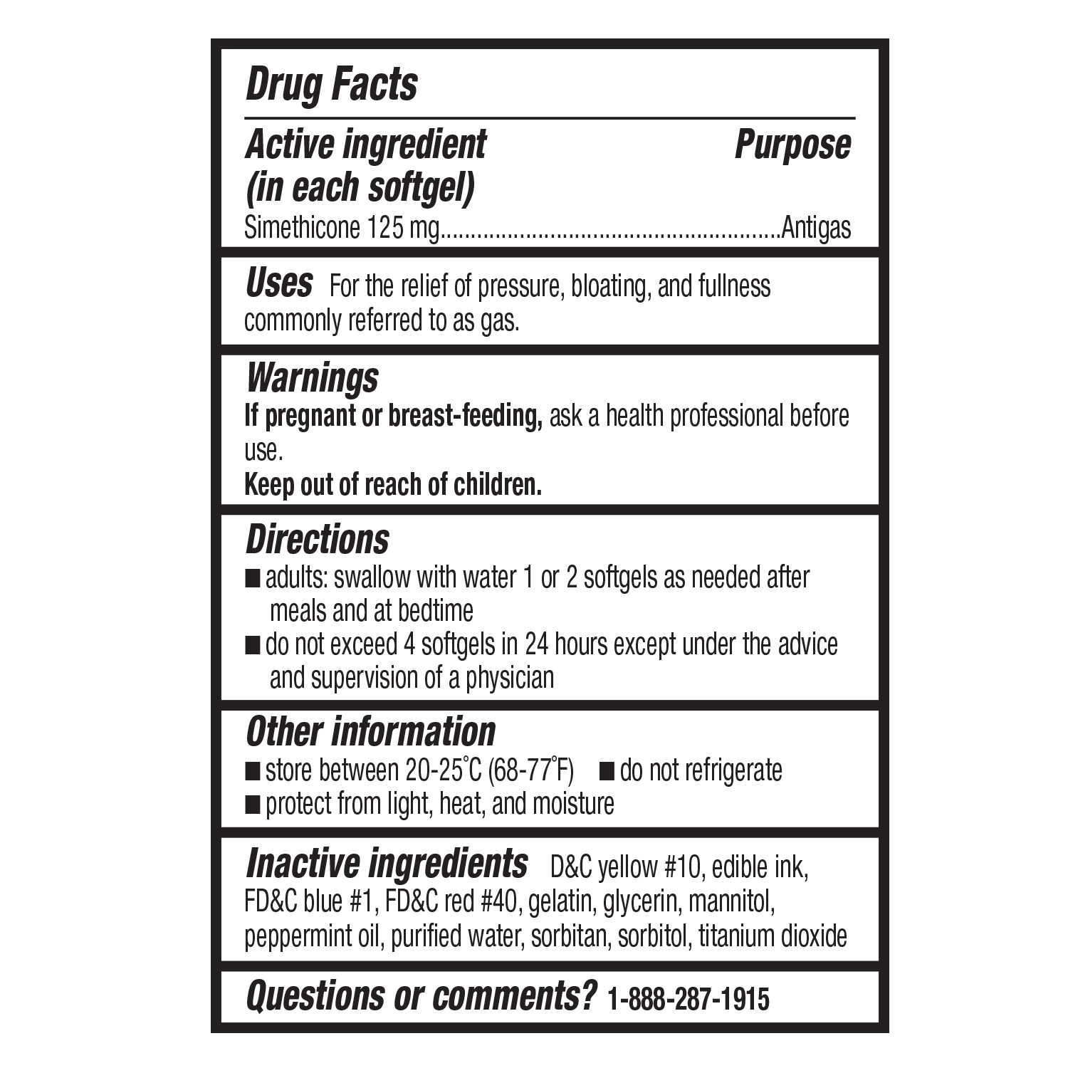 Equate Alivio de Gases de Fuerza Extra con Simeticona 125 mg, Cápsulas Blandas, 20 Unidades, Comparar con Ingrediente Activo de Gas-X Fuerza Extra 3