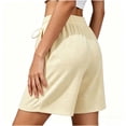 thumbnail image 6 of Feancey Womens Lounge Pajama Shorts Waffle Knit Loose Wide Leg Shorts Drawstring Elastic Waist Sleep Short Pants Summer Shorts Beige 3XL, 6 of 7