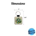 thumbnail image 5 of Mermaid Under Sea Botanical Art Nouveau Faux Leather Square Keychain, 5 of 7