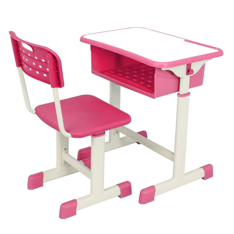 Kids Study Desk and Chair Set 2Pcs Wooden Writing Computer Office Table for  School Students Adjustable