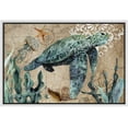 thumbnail image 3 of PixonSign Framed Canvas Print Wall Art Side of Swimming Turtle and Seaweed Animals Ocean Illustrations Modern Art Beach Relax/Calm Multicolor Ultra for Living Room, Bedroom, Office - 24"x36" White, 3 of 5
