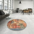 thumbnail image 3 of Ahgly Company Indoor Round Abstract Camel Brown Abstract Area Rugs, 7' Round, 3 of 6