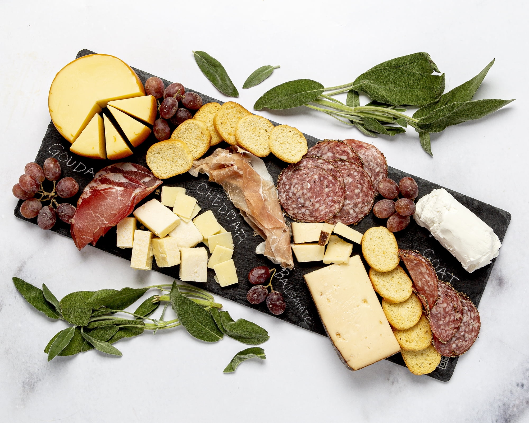 Tasty Natural Slate Cheese Board and Charcuterie Board Tray with Chalk, 18" x 7"