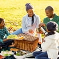 thumbnail image 6 of Swan Canvas Picnic Mat Waterproof Outdoor Blanket Portable Foldable Beach Mat Compact Sandproof Mat for Picnics, Camping, and Hiking - Large Size Blue Stripe Pattern, 6 of 6