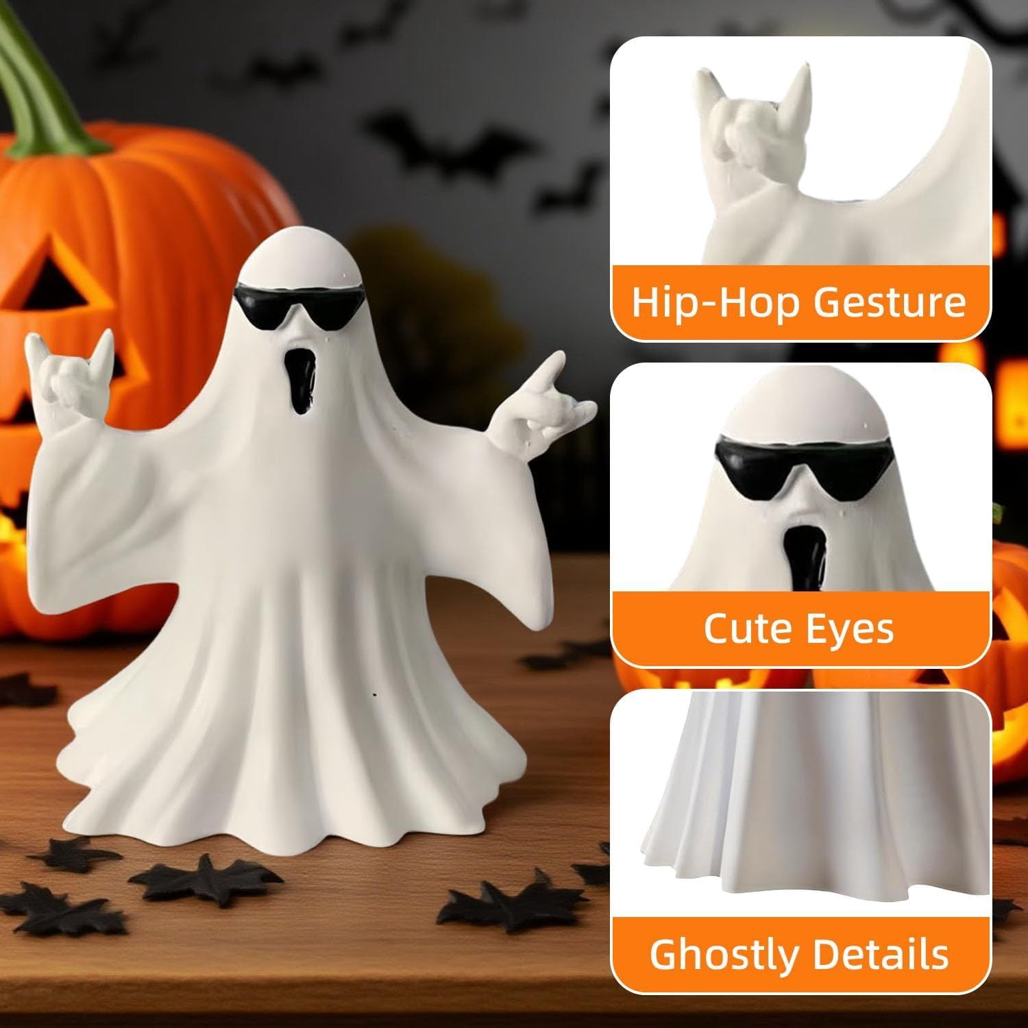 Handmade Resin Ghost Figurines for Halloween Home Decor and Gift Collection