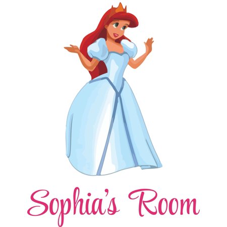 Little Mermaid Ariel Disney Princess Gown Personalized Wall Decal Custom Vinyl Wall Art Personalized Name - Baby Girls Boys Kids Nursery Daycare Room Decor Wall Stickers Decorations Size (20x12 inch)