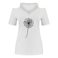 thumbnail image 2 of Gibobby Playeras Deportivas Blusa de manga corta con estampado de diente de león y cuello en V de verano para mujer（Blanco， XL), 2 of 5