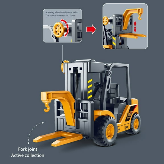 Kids Die-cast Forklift Truck Toy Inertial Drive Fork Truck Toy Realistic Construction Vehicle Educational Lifting Crane Model Toddlers Boys Girls Gifts
