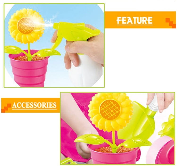 Mundo Toys Pink Garden Tool Set for Kids with Cart, Ages 3+