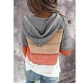 thumbnail image 2 of Women's Lightweight Color Block Hooded Drawstring Hoodies Pullover Tops, 2 of 2