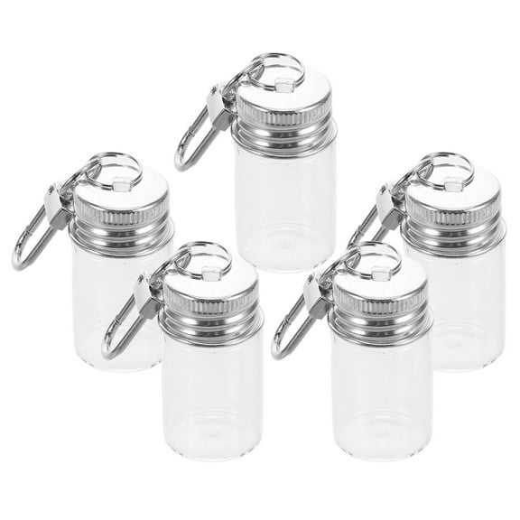 FRCOLOR 5pcs Mini Glass Bottle Keychain Diy Wishing Drifting Bottle Small Glass Bottles Keychain Tiny Glass Bottles For Perfume Ornaments
