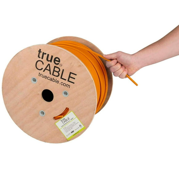 trueCABLE Cat6 Plenum Blindé (CMP), 1000 Pieds, Orange, 23AWG Cuivre Massif, 550mhz, Poe++ (4Ppoe), ETL Listed, Bouclier en Aluminium (F/UTP), Câble Ethernet en Vrac