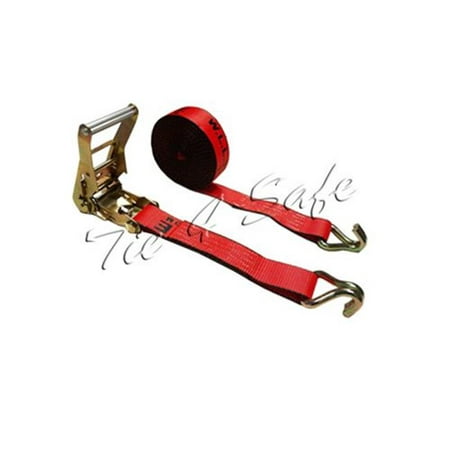 

2 in. x 30 ft. Ratchet Tie Downs with J-Wire Hooks - Red 10 Piece
