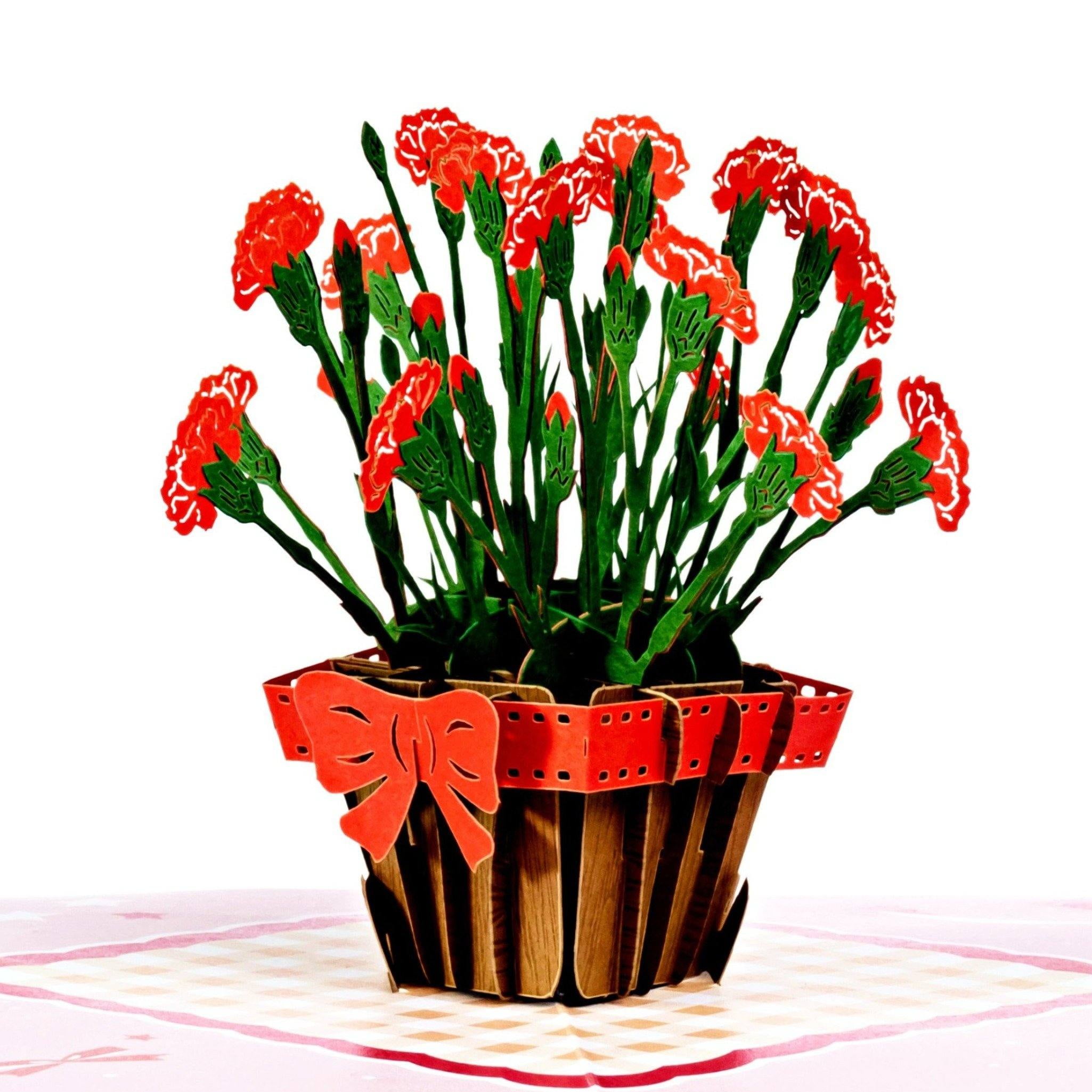 Red Carnation Flower Pop Up Card