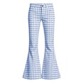 thumbnail image 4 of School Uniform for Girls High Waist Slim Fit Pocketed Elastic Plaid Print Flared School Uniform Trousers Back-To-School Pants for Girls 5-6 Years, 4 of 6