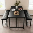 thumbnail image 3 of Dining Table Set for 4 with Upholstered Benches, Space-Saving 3 Piece Kitchen Bench Dining Table Set, Rectangular Dining Table for Home, Kitchen, Dining Room, Rustic Brown, 3 of 9