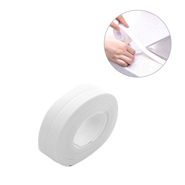 Ounissouiy Tira de calafateo para pared, cinta de sellado para baño, cocina, baño, borde de pared, impermeable, PVC Decoración del hogar Blanco S