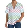 thumbnail image 3 of Fotbe Colorful Checkerboard print Short Sleeve Button Down Shirts for Men Casual Summer Beach Wrinkle Free Shirt-3X-Large, 3 of 7