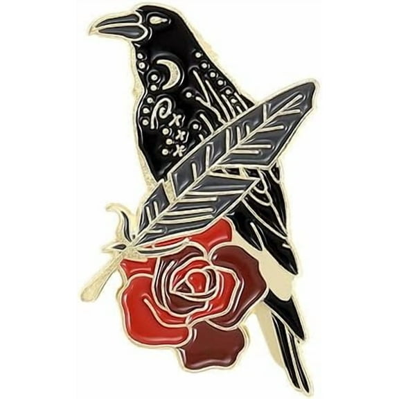 Cute Raven Gothic Bird Enamel Pin with Metal Badge Clothing Accessory Glossy Pins for Backpacks Women Men 4 pc
