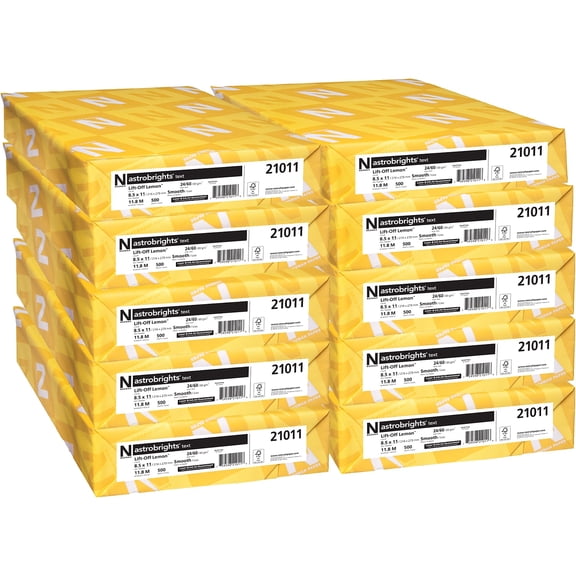 Astrobrights 30% Recycled Colored Paper 24 lbs. 8.5" x 11" Lift-Off Lemon 500 Sheets/Ream 10