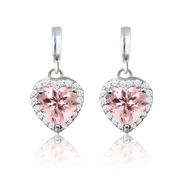 Pendientes JeenMata con Forma de corazón de Turmalina Rosa de 1,25 quilates Bañados en oro blanco de 18 K sobre plata