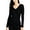 Deep Black, variant on Womens Metallic Ribbed V Neck Sweater Deep Black M