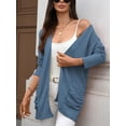 thumbnail image 3 of jinghuiyue Womens Lightweight Cardigans Casual Open Front Long Sleeve Knit Long Cardigan Sweaters with Pockets S, 3 of 7