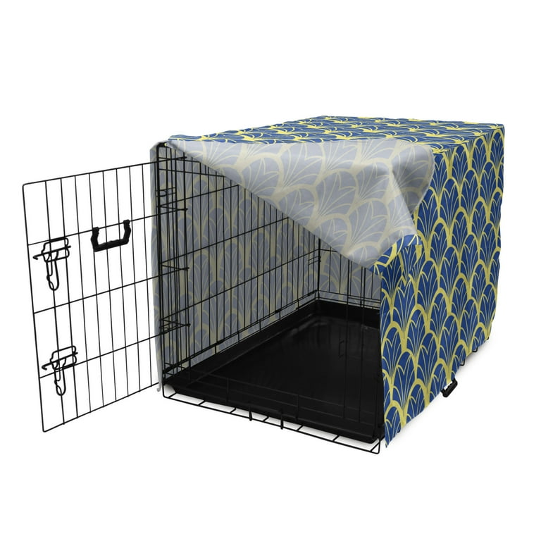 Art Deco Dog Crate Cover Repetitive Abstract Modern Age Design Ideas Bicolored Leaves Print Easy to Use Pet Kennel Cover Small Dogs Puppies Kittens 7 Sizes Yellow Blue by Ambesonne Walmart