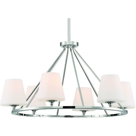 

Polished Nickel Tone Finish Chandeliers 31 Wide Steel Material Medium 6 Light Fixture