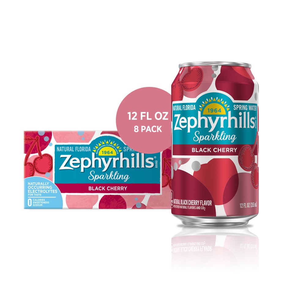 Zephyrhills Sparkling Water, Black Cherry, 12 oz. Cans (8 Count