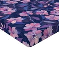 thumbnail image 4 of Ambesonne Fantasy Floral Fitted Sheet, Night Flowers Petals, Queen Size, Indigo Pale Pink Mauve, 4 of 5