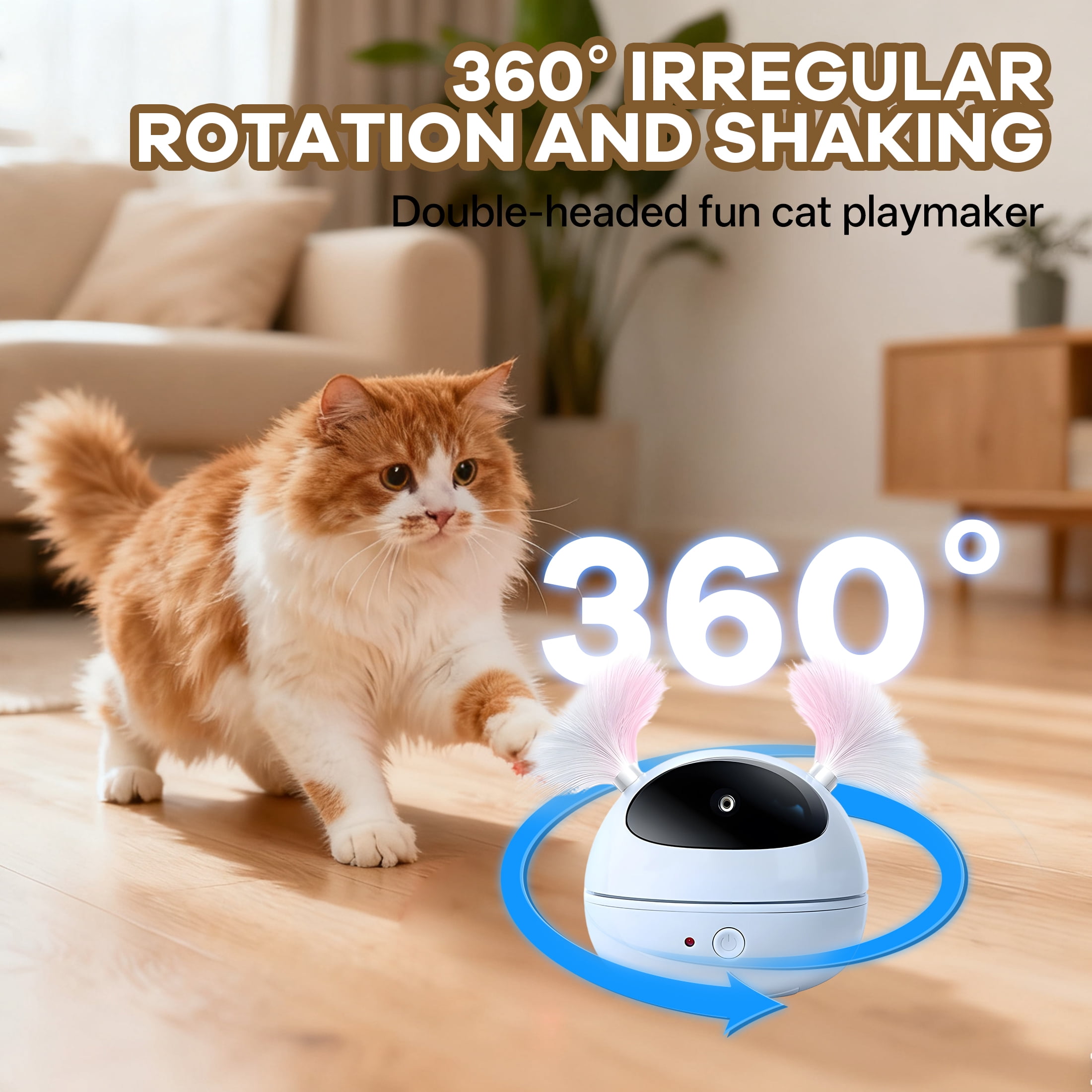 BESTSKY Interactive Cat Toys with Unique Roly-Poly Design, automatic lazer pointer for cat for fun indoor play, Cat Gifts for Cat Owners and Their Pets, Blue