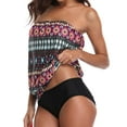 thumbnail image 4 of RotHome Bandeau Tankini Swimsuits for Women Tummy Control Two Piece Bathing Suits Loose Blouson Swim Top for Summer Pool Beach Vacation, 4 of 10